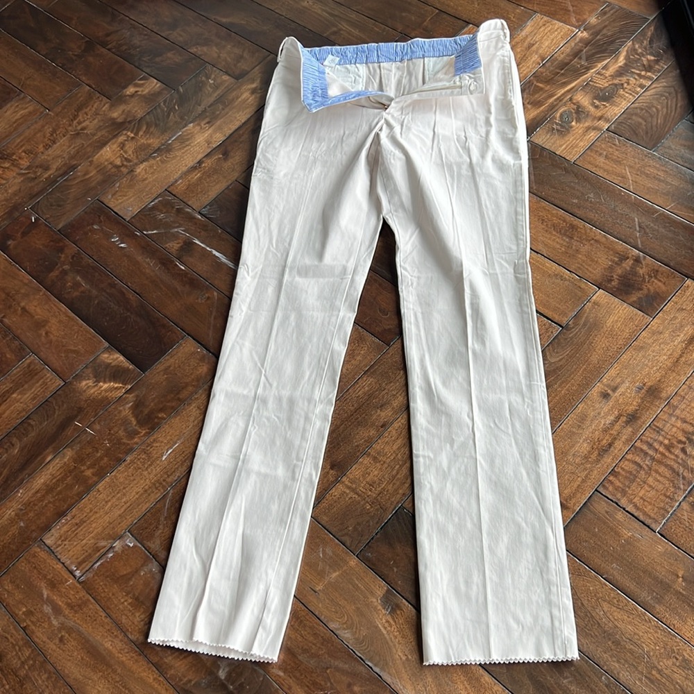 Frank’s pant made in USA unhemmed long inseam trim fit plain front chino trouser